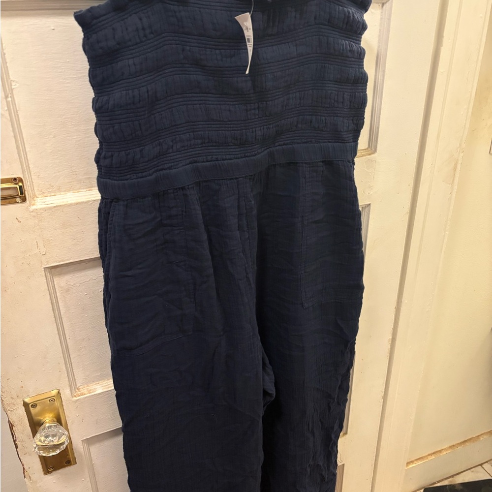 Lou & Grey Textured Navy Jumpsuit
